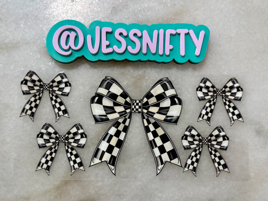 Checkered bow decal