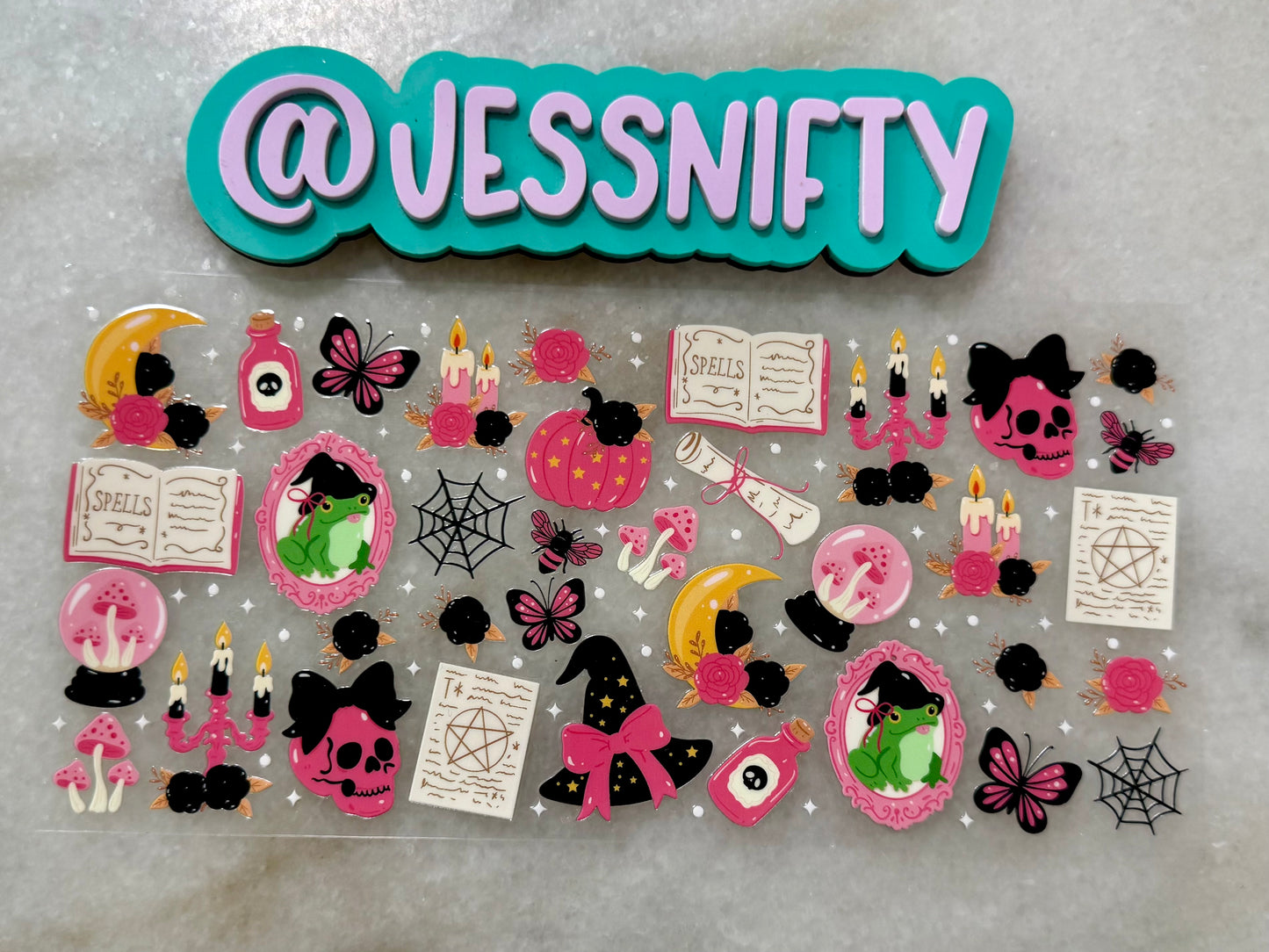 Pink witchy decal