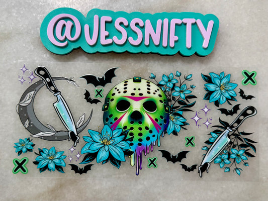Floral hockey mask decal